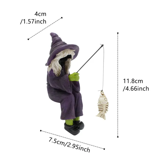 Faceless Witch Fishing Ornaments Resin Garden Garden Microview Sculpture Craft Ghost Festival Witch Decoration Fishing Witch - Shop at LoveMi
