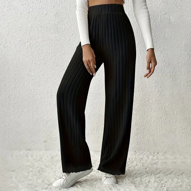 Women's Draping Elastic Trousers With Medium Elasticity Black - Shop at LoveMi