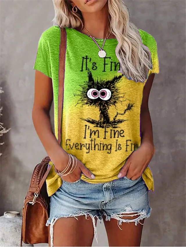 Women's 3D Animal Letter Print Loose Round Neck Tt07 5Xl - Shop at LoveMi