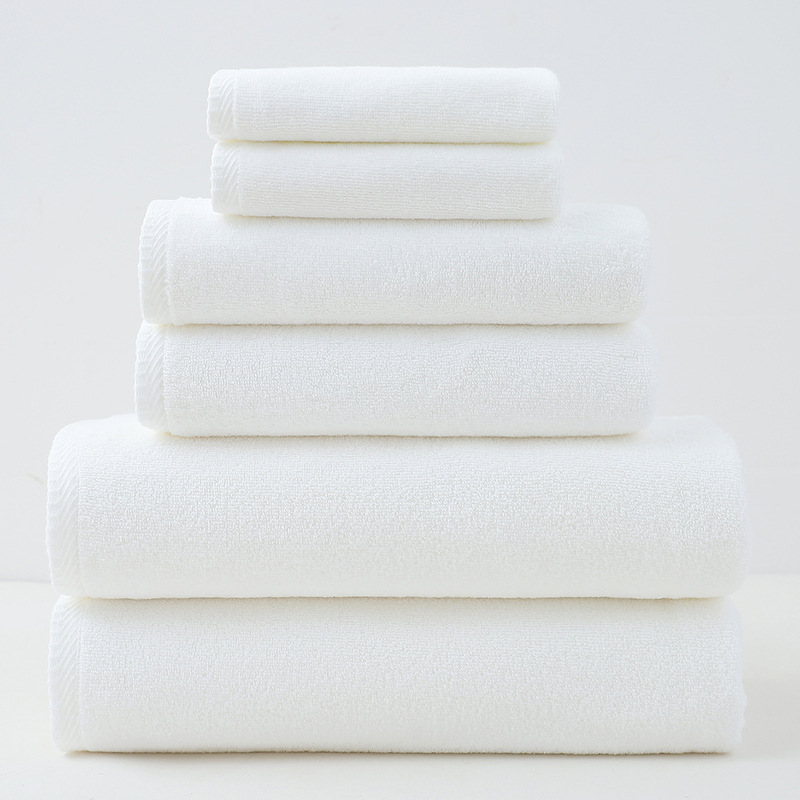 Solid Color Simple Towels 6-piece Cotton Suit