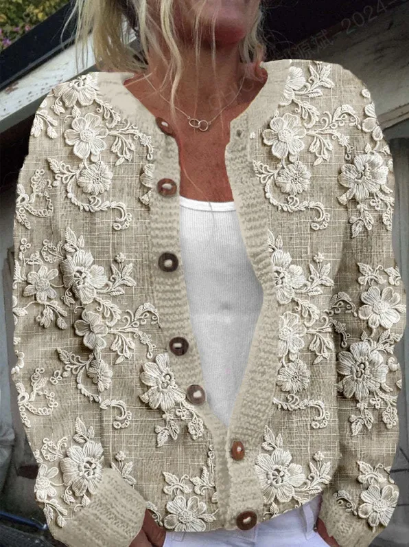 3D Digital Printing Cardigan Knitted Coat Women's Clothing Hzl202430283 - Shop at LoveMi