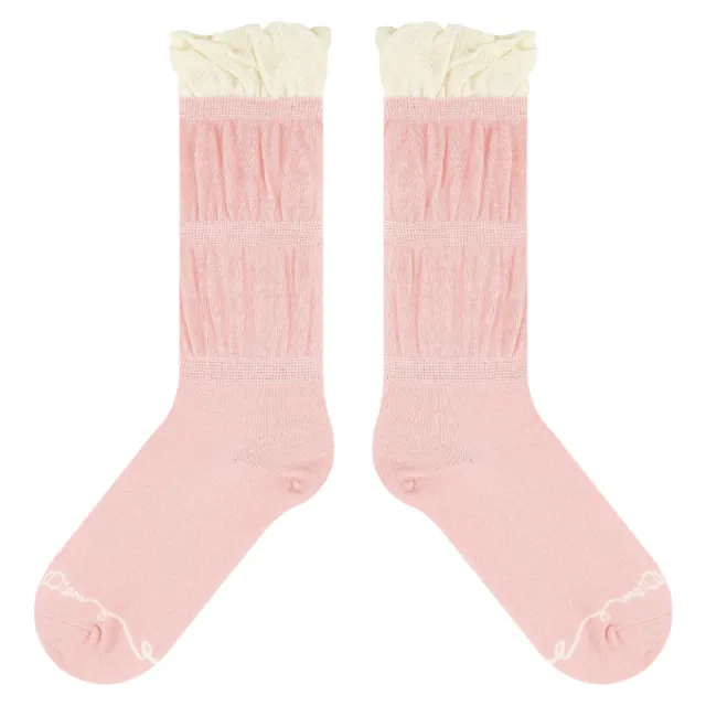 Ballet Sweet Girl Lace Medium Short Thin Japanese JK Women's Socks Smoke Powder - Shop at LoveMi