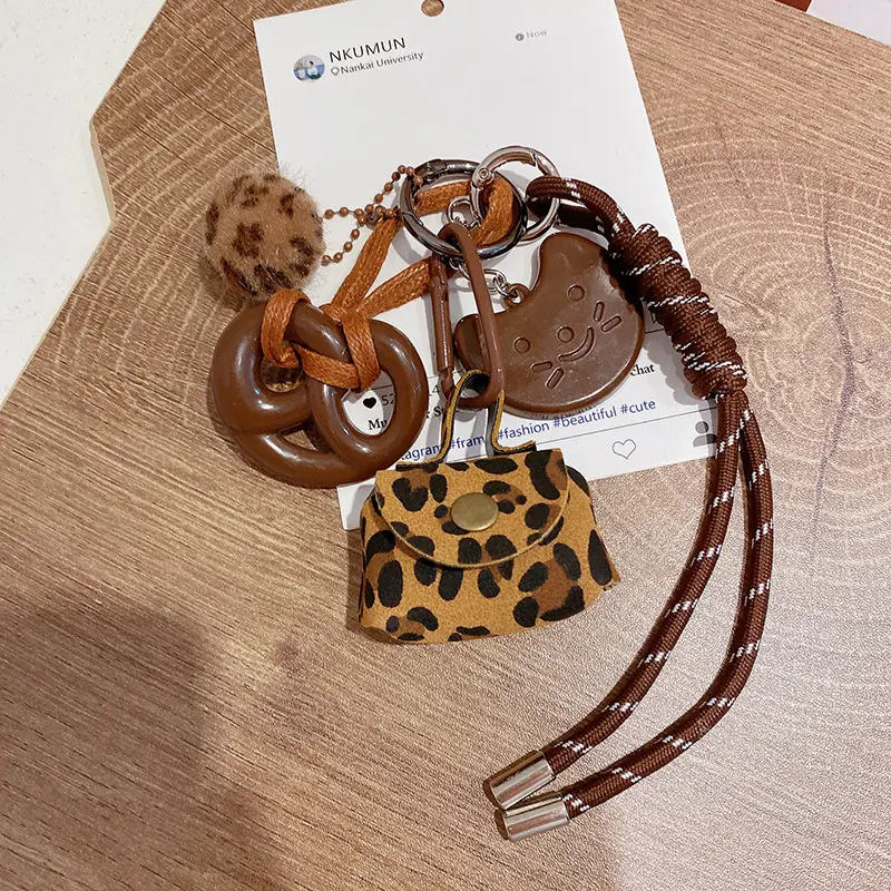 Leopard-print Vintage Braided-rope Keychain Charm