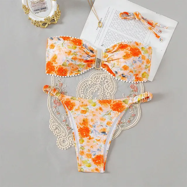 New Printed Three point Sexy Bikini Swimsuit Printed Color L - Shop at LoveMi