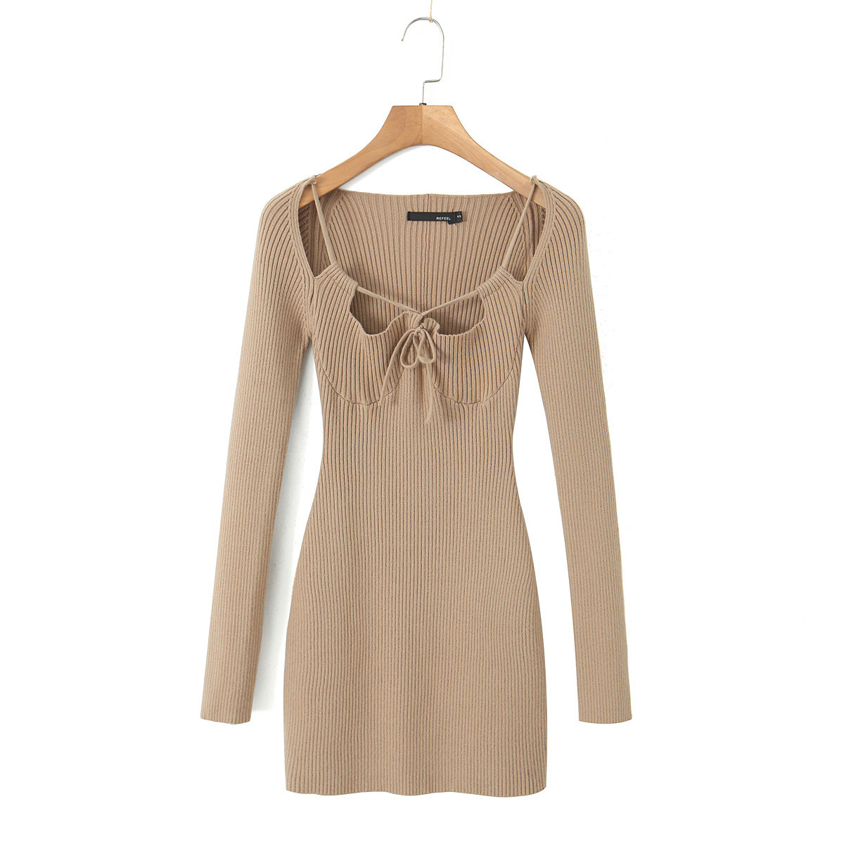 American Hot Girl Hollow Out Tied Knitted Dress