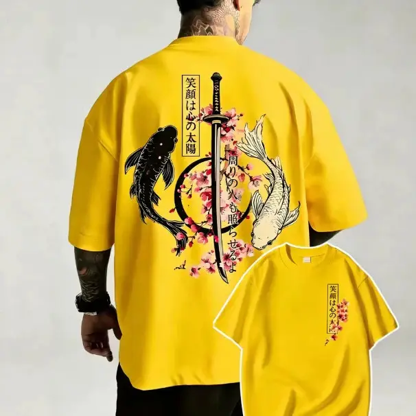 Mens Casual Loose-fit Printed Round-neck Short-sleeve Shirt
