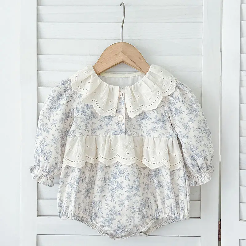 Baby Floral-print Round-neck Long-sleeve Onesie
