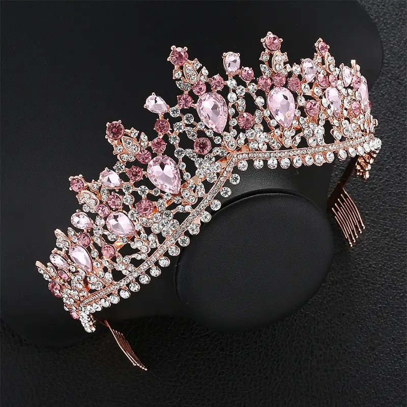 Baroque Bridal Crown Headdress Rhinestone Princess Formal
