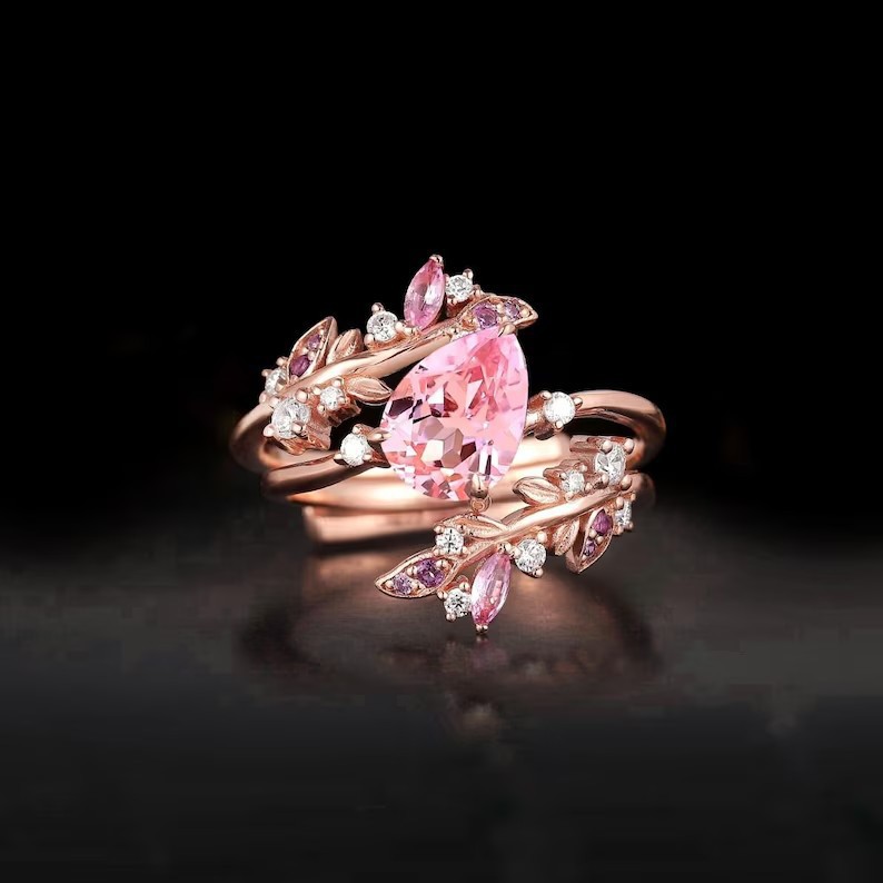 Women's Geometric Zircon Ring Set