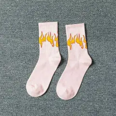 Tube Socks Flame Street Sports Style Hip Hop Trend Socks - Pink - View 1