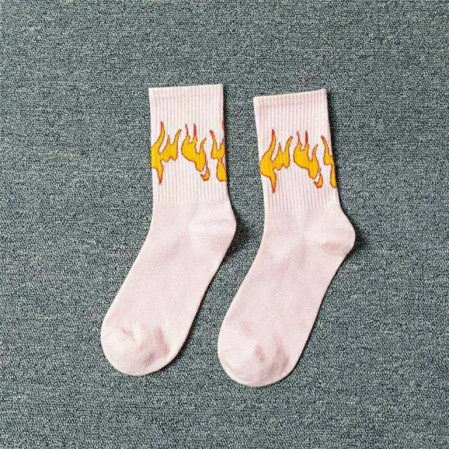 Tube Socks Flame Street Sports Style Hip Hop Trend Socks Pink - Shop at LoveMi