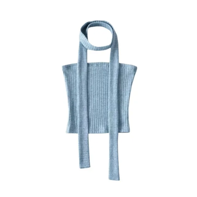 Spring Strapless Vest Women's Outer Wear Scarf Top Blue - Shop at LoveMi