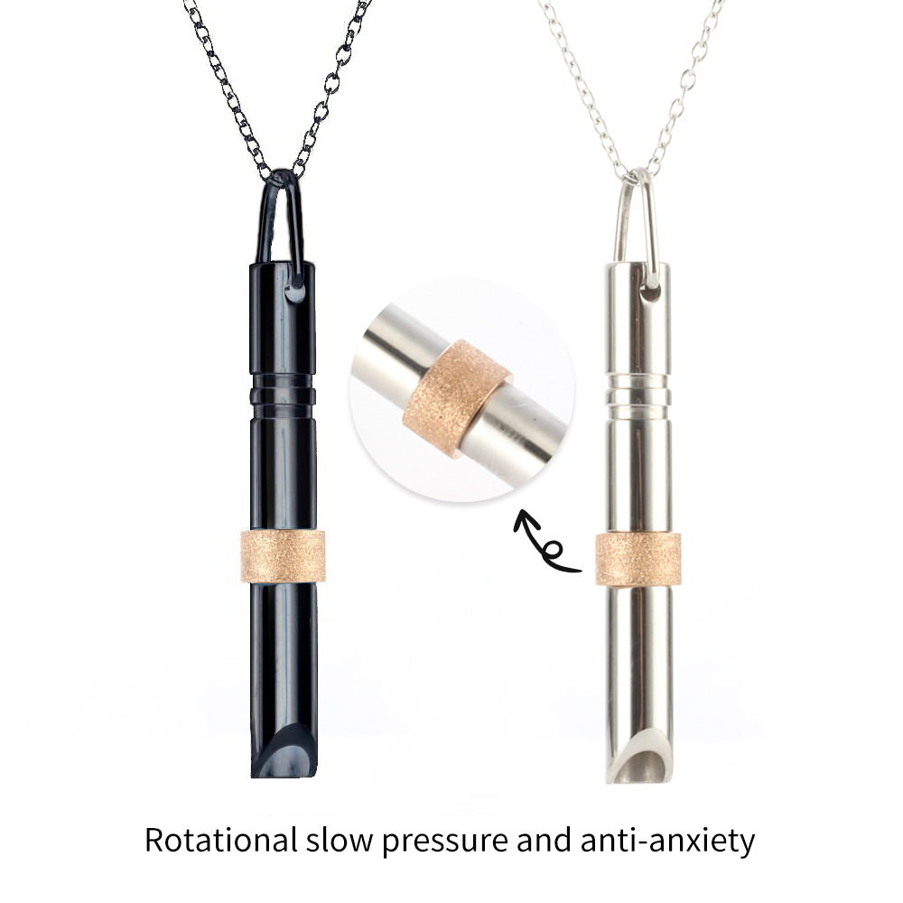Rotating Decompression Necklace Meditation Breathing Tube Whistle Samma-sati Ornament