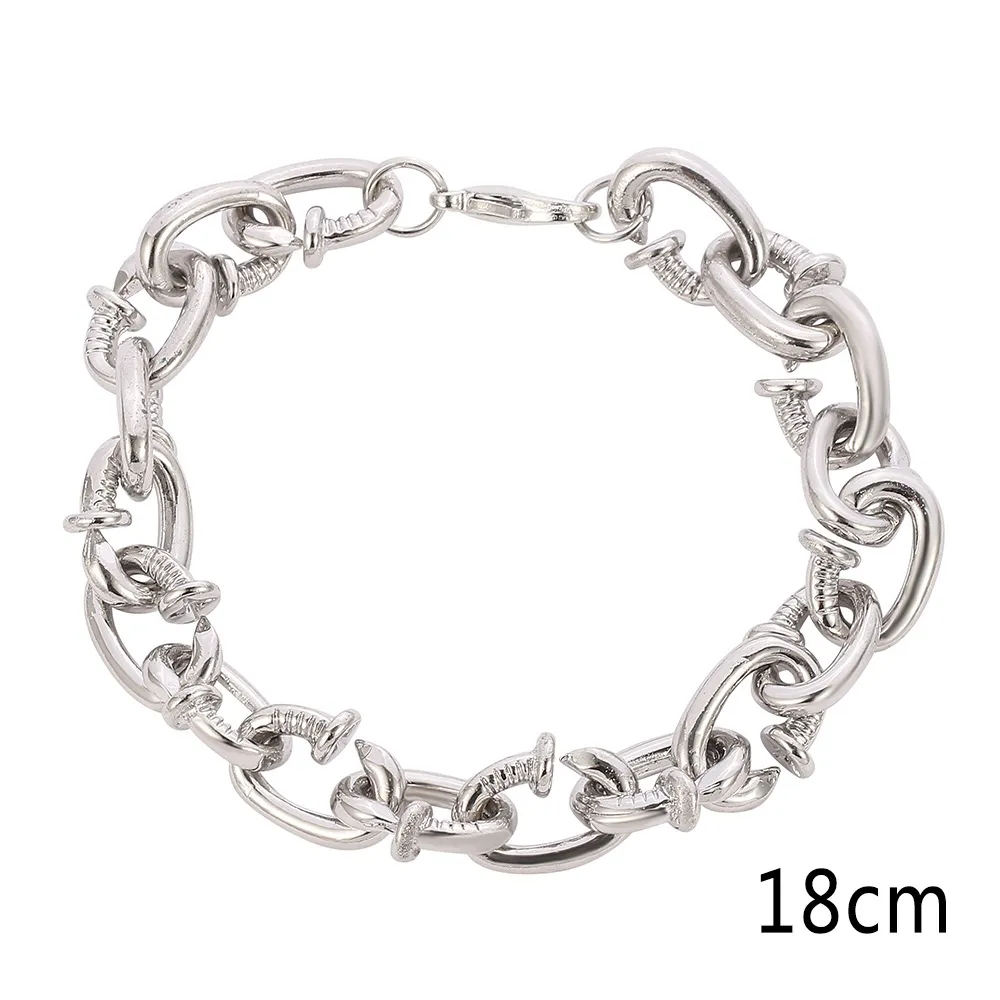 Hip Hop Trend Rap Rap Accessories Nail Personality Nightclub Exaggerated Trendy Men's Bracelet - Silver Bracelet