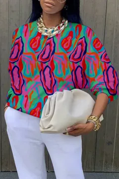 European And American Long Sleeve Round Neck Abstract Style Sweater - Adh1B230111Q-4Xl - View 1
