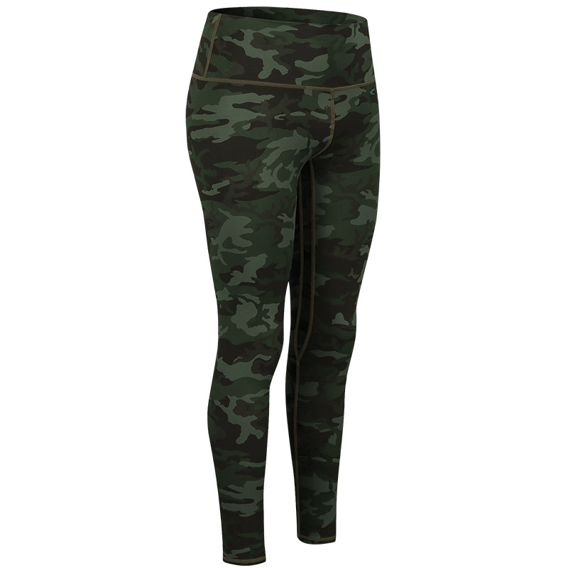 Women's Fashion Casual Printing High Waist Hip Lift Sports Trousers Dark Army Green Camouflage - Shop at LoveMi