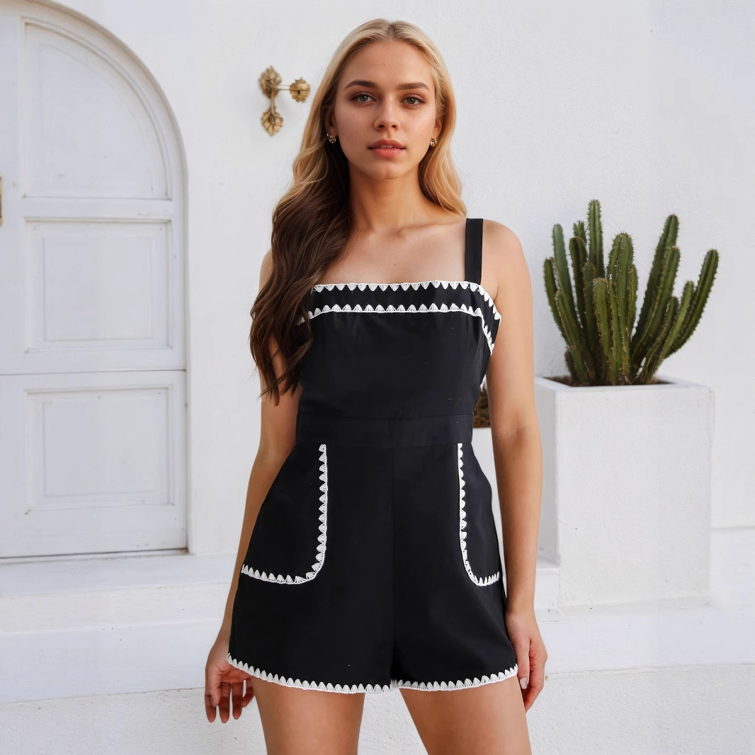 Womens Fashion Embroidered High-Waisted Slip Dress