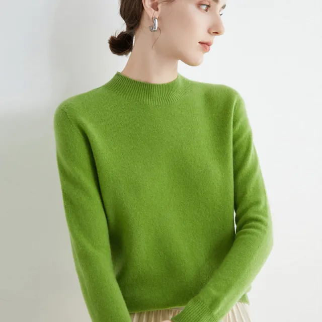 Half collar Wool Sweater Bottoming Shirt Pullover Fruit Green - Shop at LoveMi