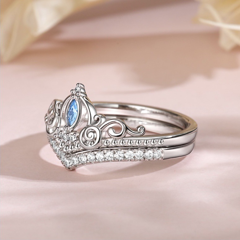 Crown Shape Lady Couple Rings Simple Fashion Valentine's Day Gift Ornament