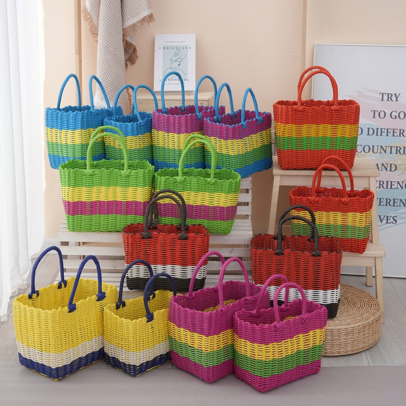 Handheld Plastic Woven Storage Basket