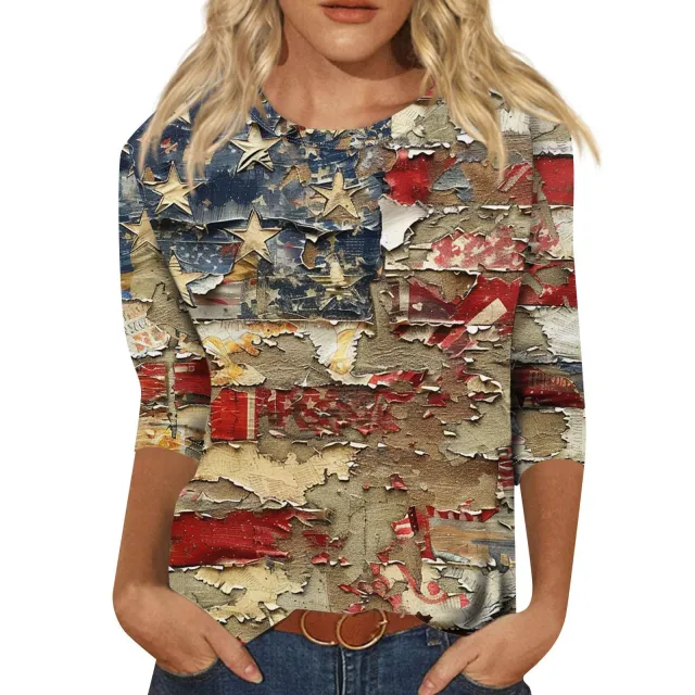 Long Sleeve Round Neck Slim Summer Tie dyed Printed Clothing 3W5Zf8I - Shop at LoveMi