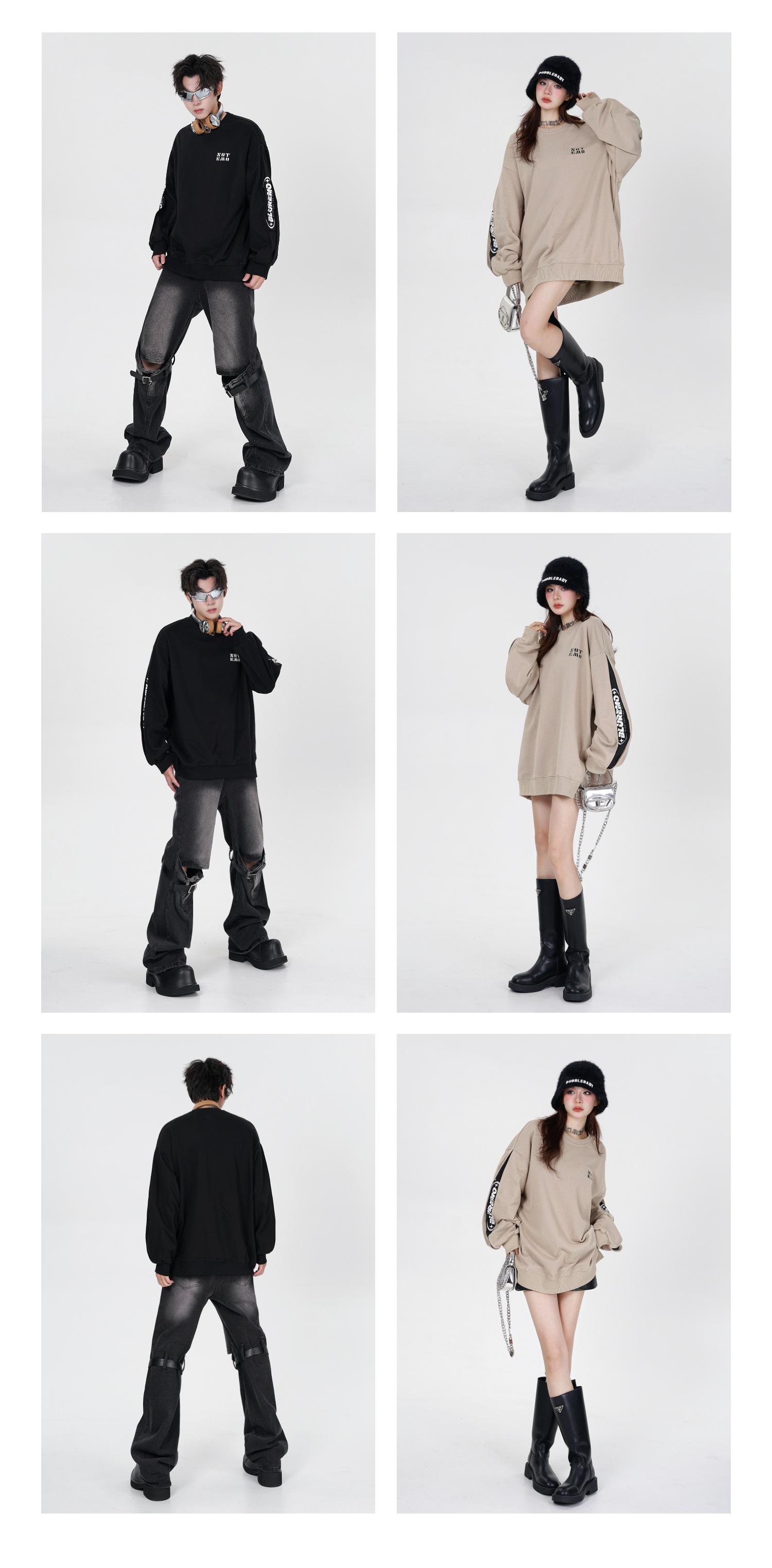 Contrast Color Crack Letter Printing Crew Neck Pullover Sweatshirt