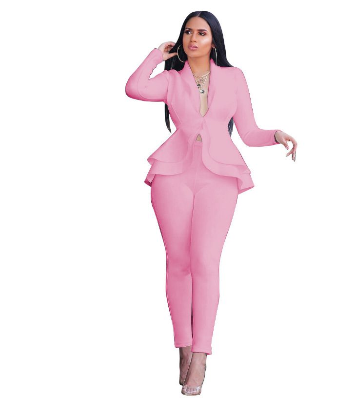European And American-style Chic Ruffled Blazer Casual Set 5