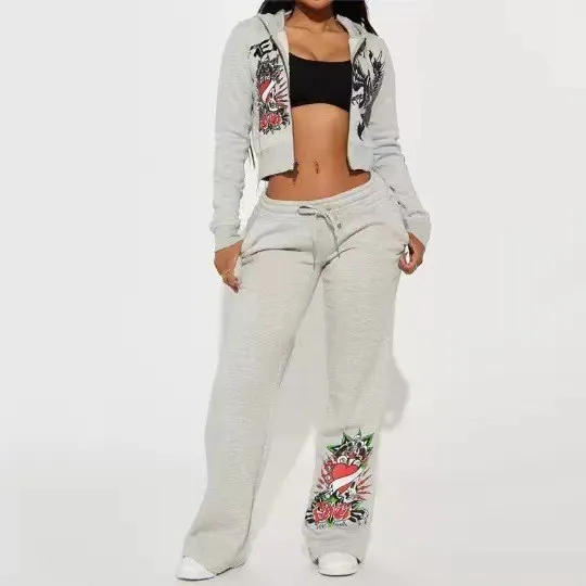 Autumn And Winter Women's Fashion Casual Set Silver Gray - Shop at LoveMi