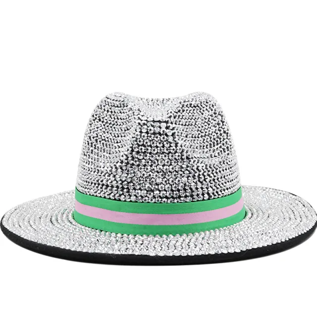 Women's Handmade Spot Drill Striped Woolen Top Hat L61Cm - Shop at LoveMi