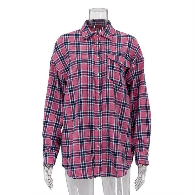 Women's Fashionable All-matching Retro Plaid Shirt
