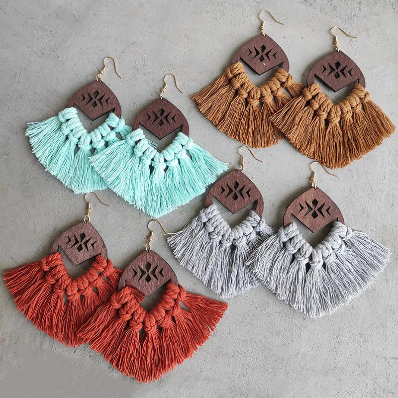 Summer Tassel Earrings Morandi Geometric Hollow