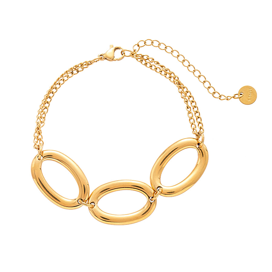 Titanium Steel Metal Geometric Oval Bracelet For Women