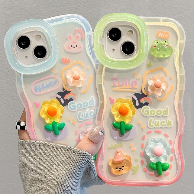 Gradient Flower Doll Silicone Phone Case - Image 2