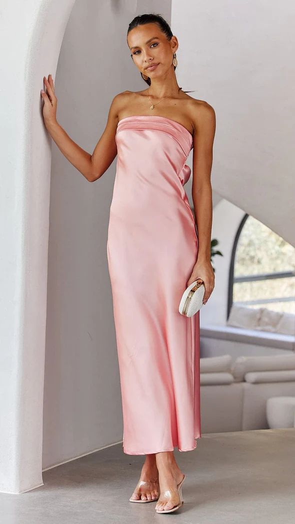 Women's Satin Backless Tube Top Dress
