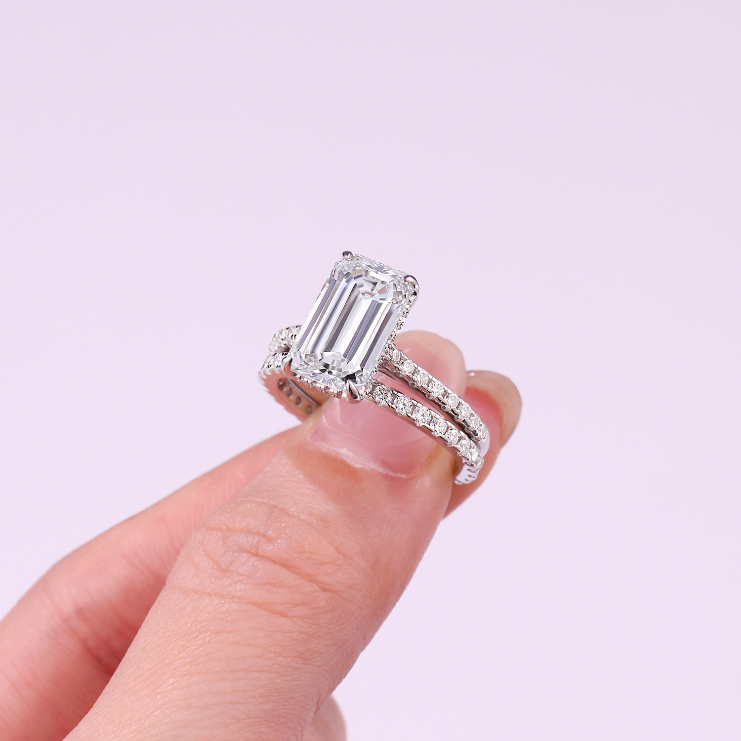 S925 Sterling Silver Stackable Ring Fully Set With Moissanite