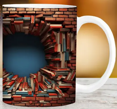 Rose Bookshelf Ceramic Coffee Mark Cup