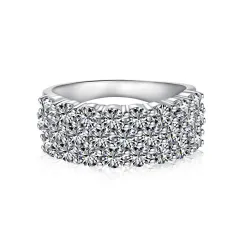 Sterling Silver Diamond Inlaid Zircon Inlaid Women's Light Luxury Versatile Design Closed Ring - Platinum - View 1