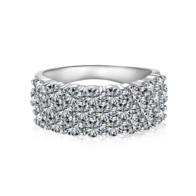 Sterling Silver Diamond Inlaid Zircon Inlaid Women's Light Luxury Versatile Design Closed Ring Platinum - Shop at LoveMi
