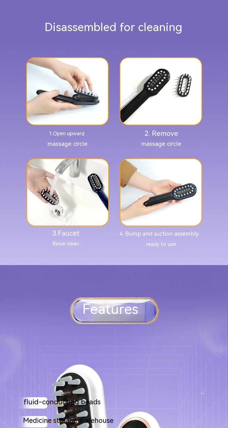 Scalp Medicine Feeder Care Massage Blue Light Red Light Hair Growth Tonic Import Comb — foto 17