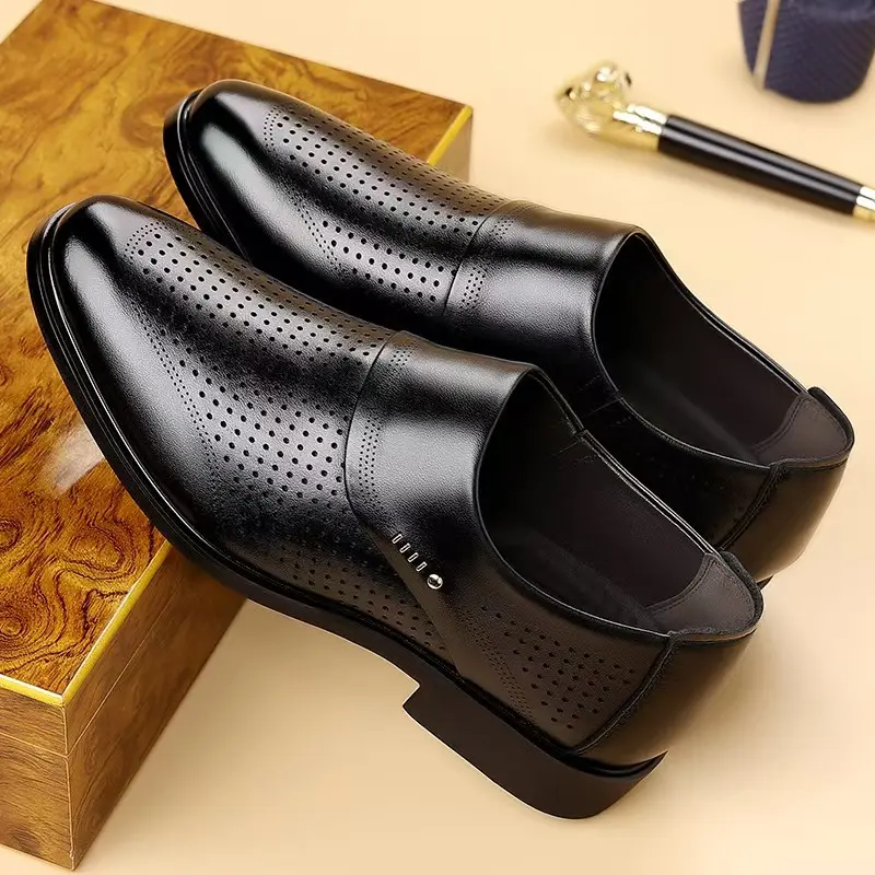 Men's Hollowed Leather Shoes Business Casual Slip-On