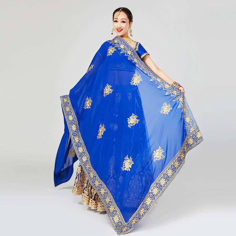 Yiman Indian Sari Scarf Mesh Embroidery Georgette Dubada Exotic Style
