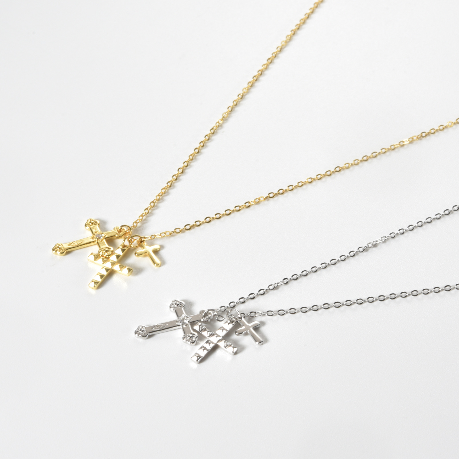 S925 Silver Cross Multi-layer Personalized Retro Necklace