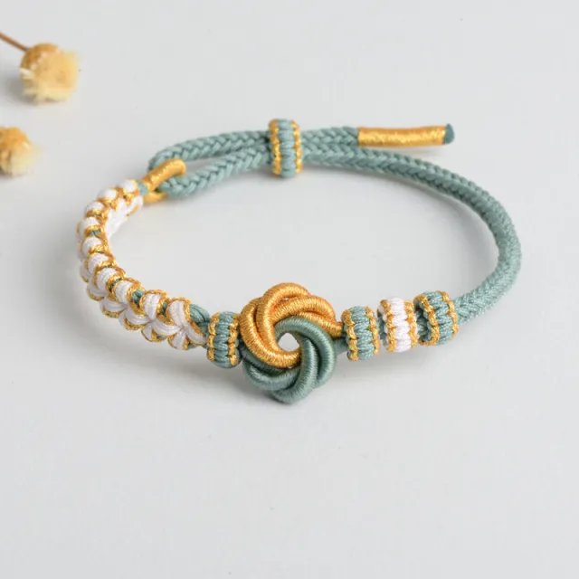 Diy Hand woven Knot Bracelet Peach Blossom Knot Carrying Strap Wearable Shipping Beading Accessories Bracelet Autumn Fragrance Green - Shop at LoveMi