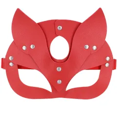 European And American Personalized PU Leather Fox Mask - Red - View 1
