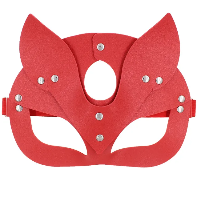 European And American Personalized PU Leather Fox Mask Red - Shop at LoveMi