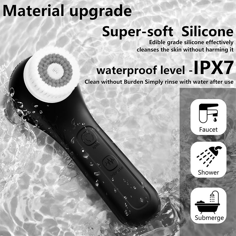 Multi-functional Silicone Facial Cleansing Device With Vibrating Massage Function