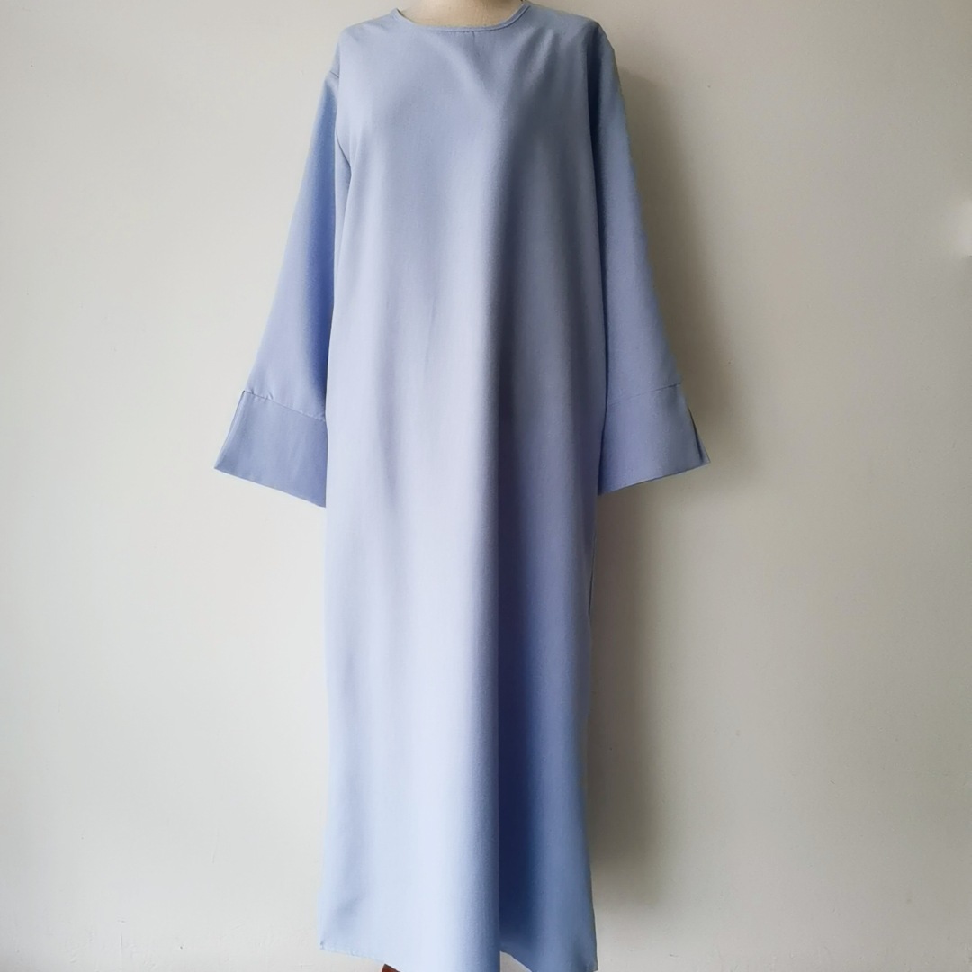 Round-neck Simple Solid-color Loose-fitting Straight-cut Elegant Dress