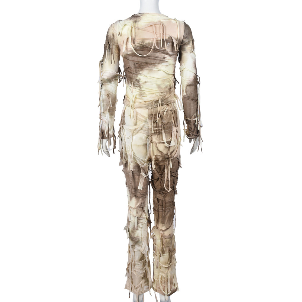 Women's Chest Wrap Cropped Fashion Tassel Tight Trousers Two-piece Set