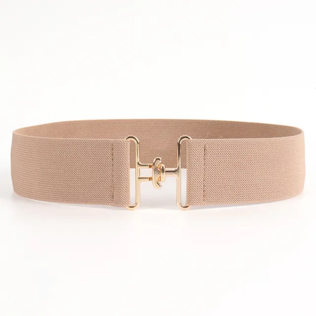 Elastic Women's Belt Matching Suit 5cm Plain Simple Hanging Buckle All matching Khaki - Shop at LoveMi