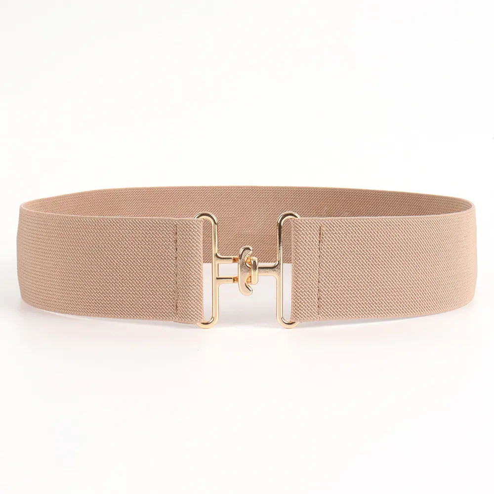Elastic Women's Belt Matching Suit 5cm Plain Simple Hanging Buckle All-matching - Khaki